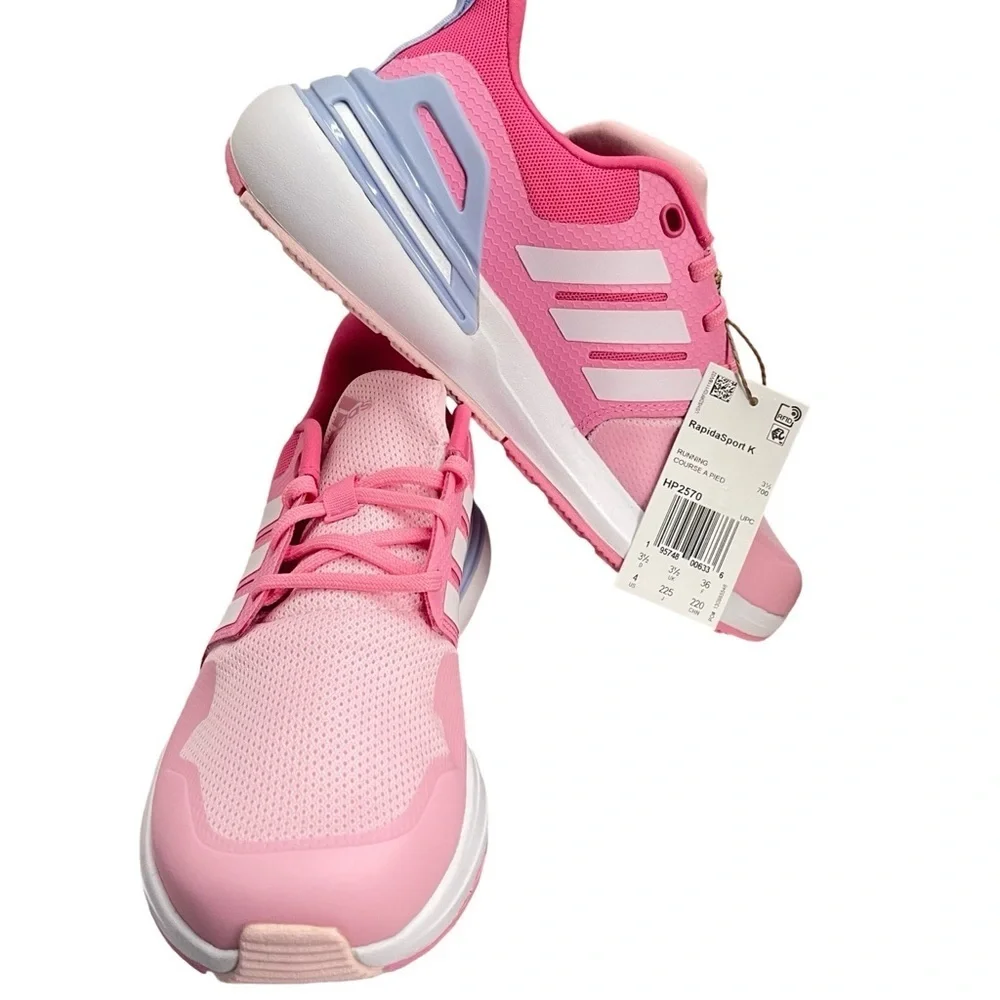 Adidas New Kid Pink Rapida Sport Sneakers Size 4 - Picture 9 of 9